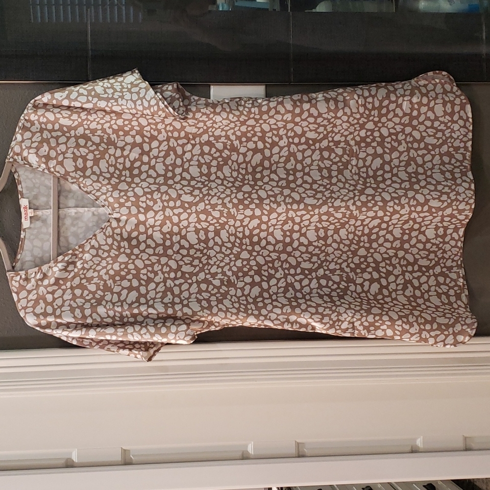 Tan/White Print  Dress